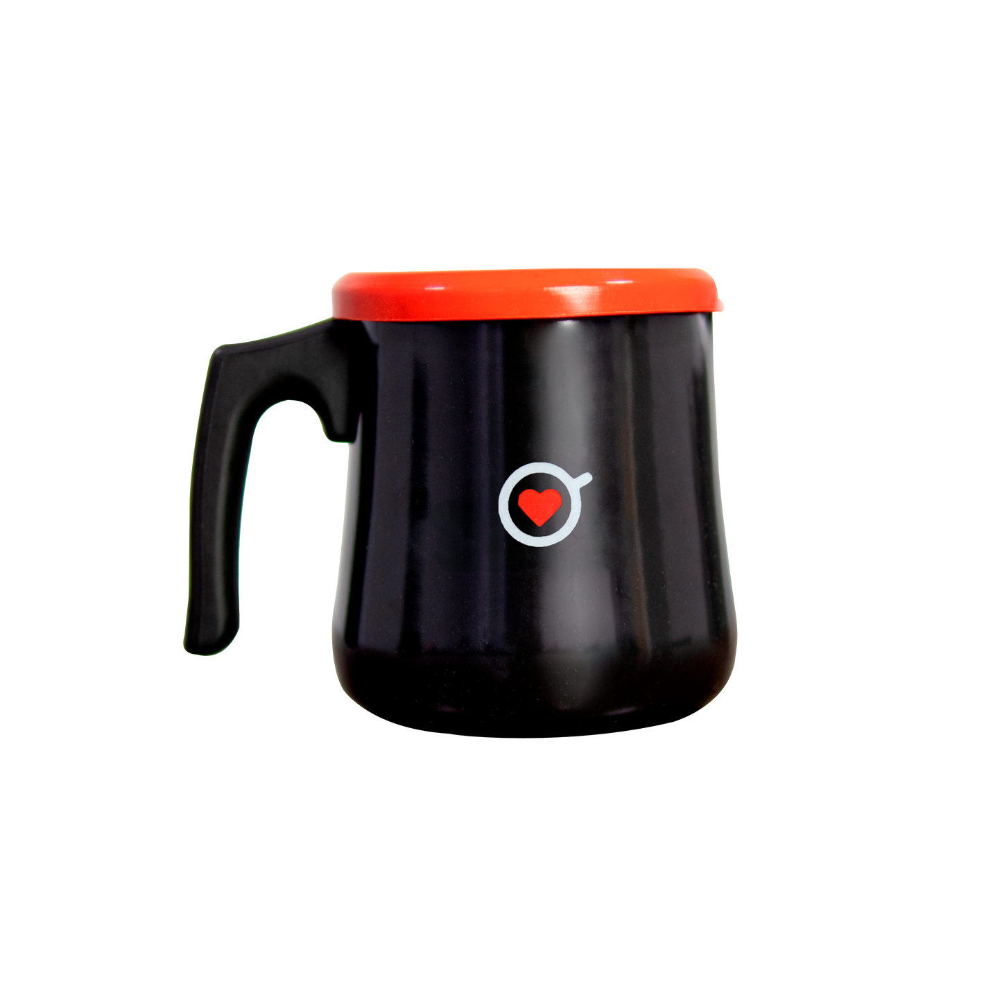 Olla de peltre negra Amor Perfecto con logotipo. Cafetera de peltre esmaltado con diseño minimalista para preparar y servir café de especialidad colombiano.